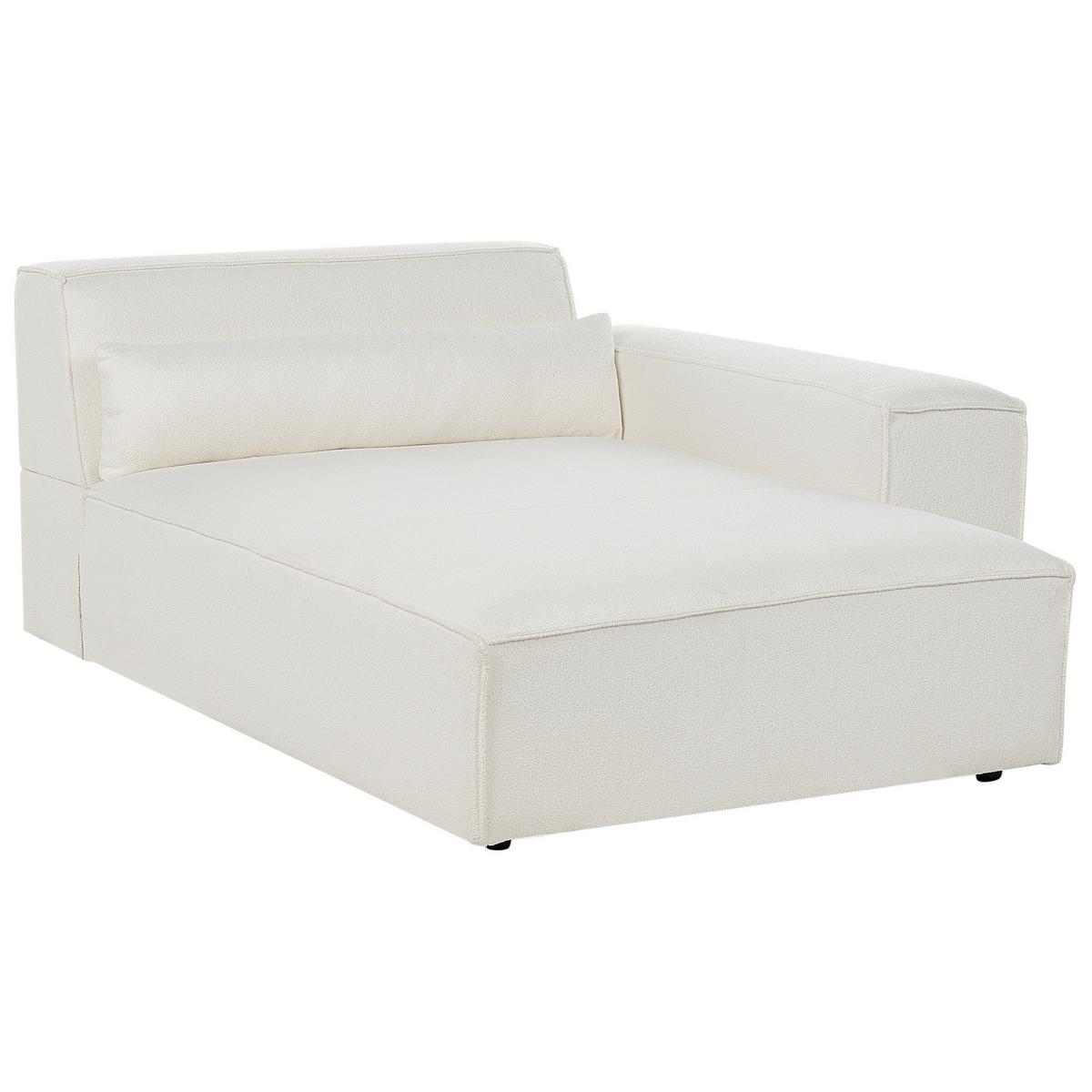 CHAISELONGUE-LINKSSEITIGE Bouclé Cremeweiß Hellnar - Creme/Weiß, Textil (102/70/176cm) - Beliani