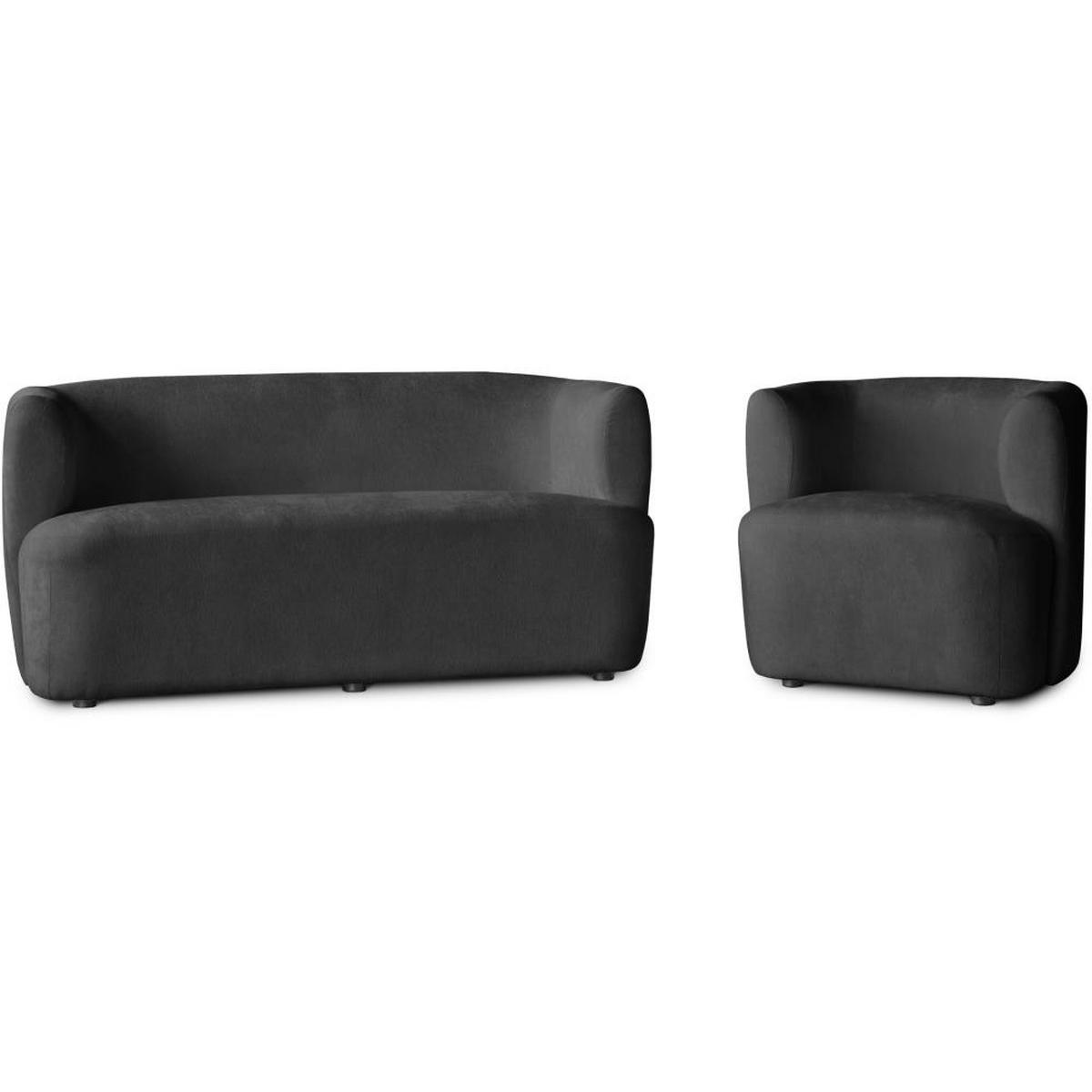 SESSEL Nori dunkelgrau velour - Dunkelgrau/Schwarz, Kunststoff/Textil (75/68/72cm) - Beautysofa