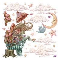 WANDAUFKLEBER 130x180cm - Pastellfarbene Tiere - Multicolor, Kunststoff (130/180/0.1cm) - Wallfluent