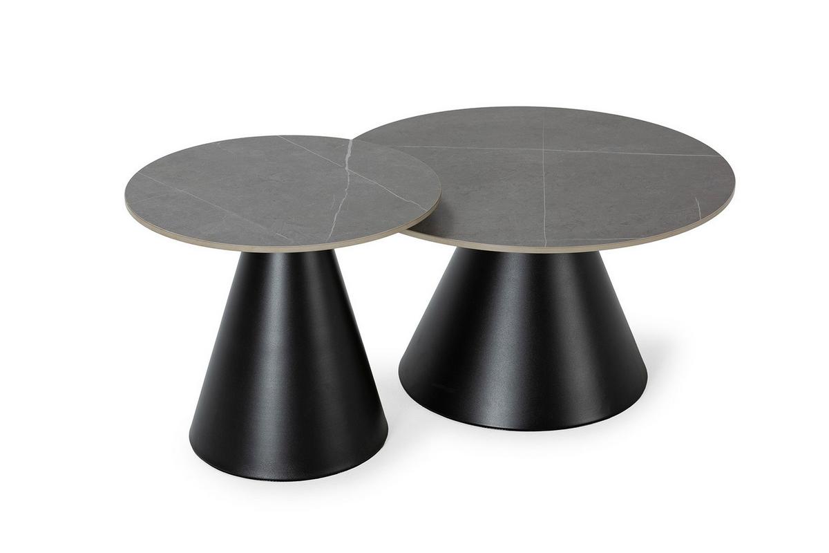 COUCHTISCH (2er-Set) in grau - louna 70/70/40 cm - Schwarz, Stein (70/70/40cm) - Calicosy