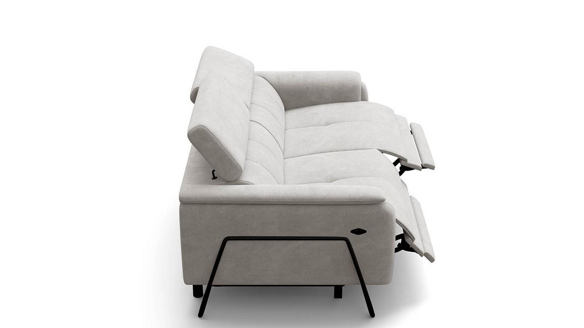 RELAXSOFA RODEN 3-Sitzer mit 2 Relax, creme, Veloursstoff - Creme, Holz/Textil (194/82/103cm) - Wozimo