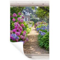 WANDTATTOO Hortensie - Durchsichtig - Blumen - Sommer - Lila - Weg Wandaufkleber 80x120 cm - Lila, Kunststoff (80/120/0.1cm) - MuchoWow