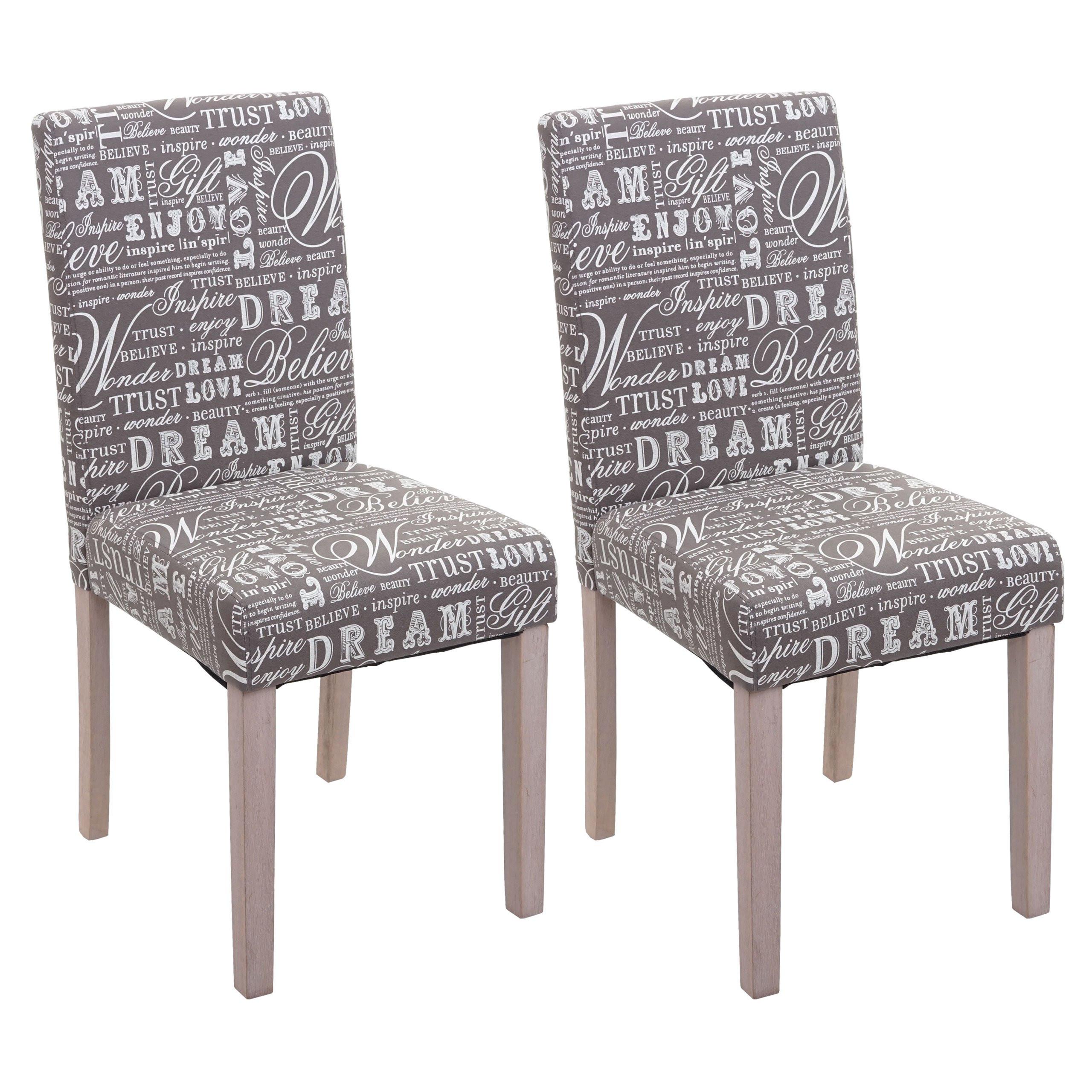ESSZIMMERSTUHL SCHRIFT Grau, Beige 2er-Set - Beige/Grau, Textil (43/90/56cm) - MCW