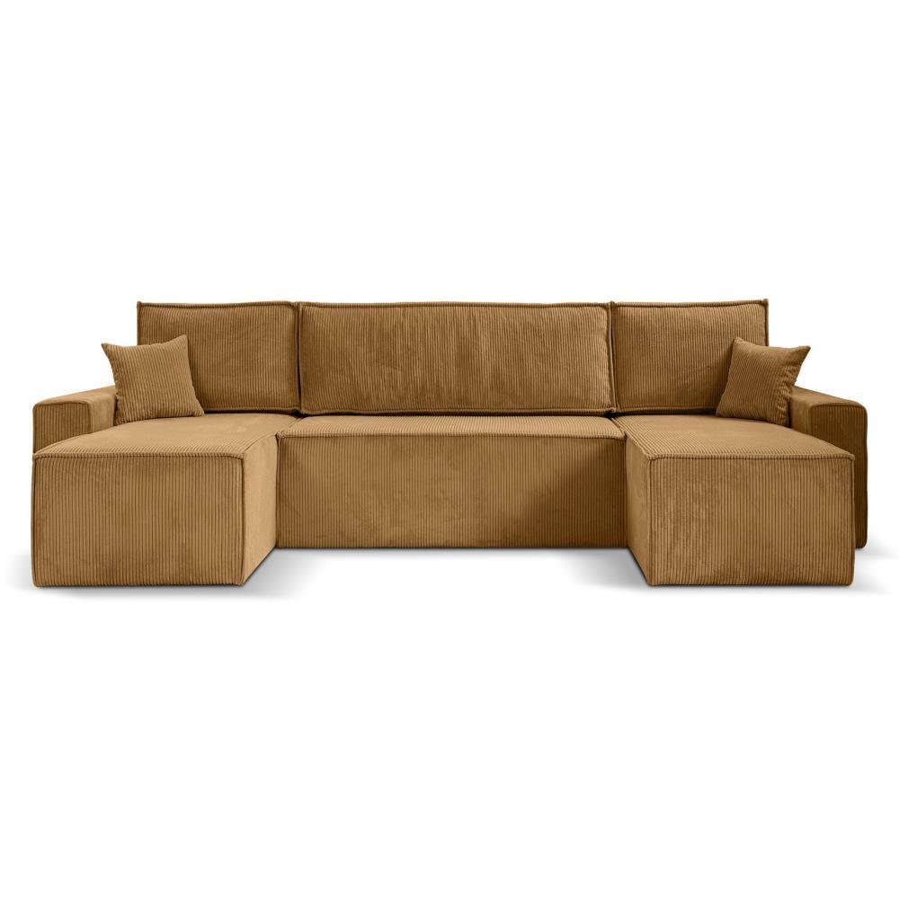 WOHNLANDSCHAFT Hektor U mit Schlaffunktion gelb - Gelb/Schwarz, Kunststoff/Textil (318/94/152cm) - Beautysofa
