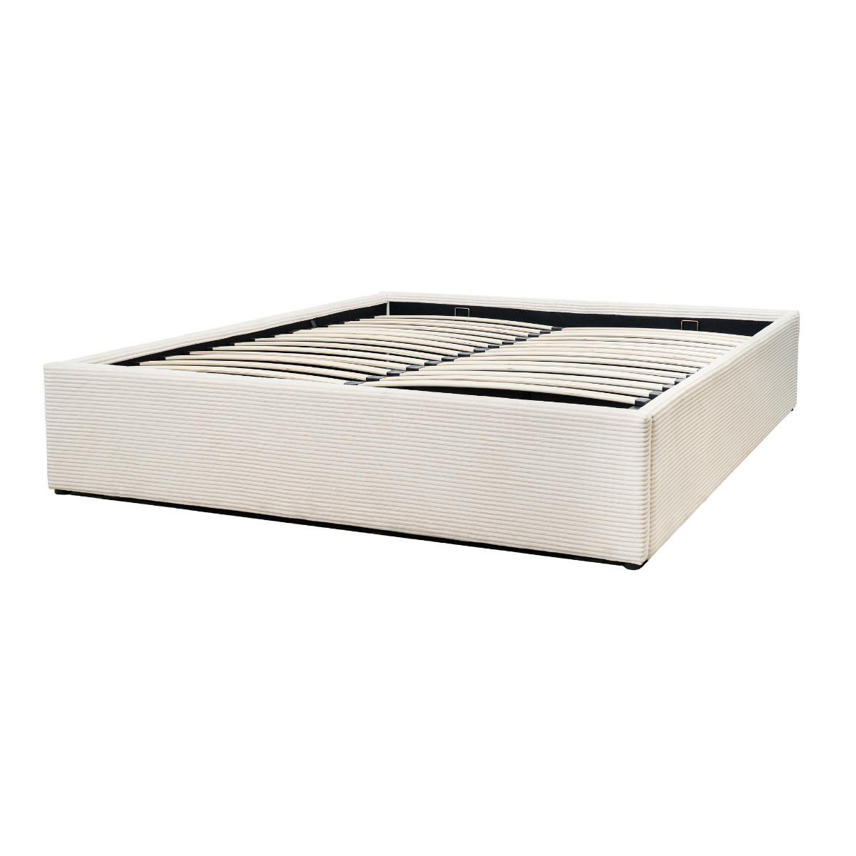BETTKASTEN bezogen mit beigem samt romy 214/170/36,5 cm - Beige, Holz (200/160cm) - Calicosy
