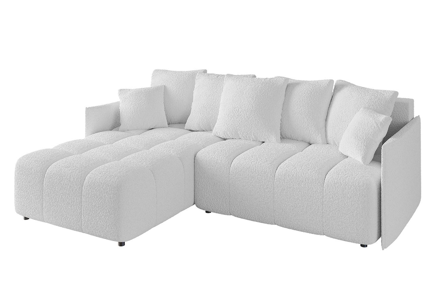 ECKSOFA Ottomane links LONLI-L 251x189x68 Weiß Bouclé - Weiß, Holzwerkstoff/Kunststoff (251/189cm) - ALTDECOR