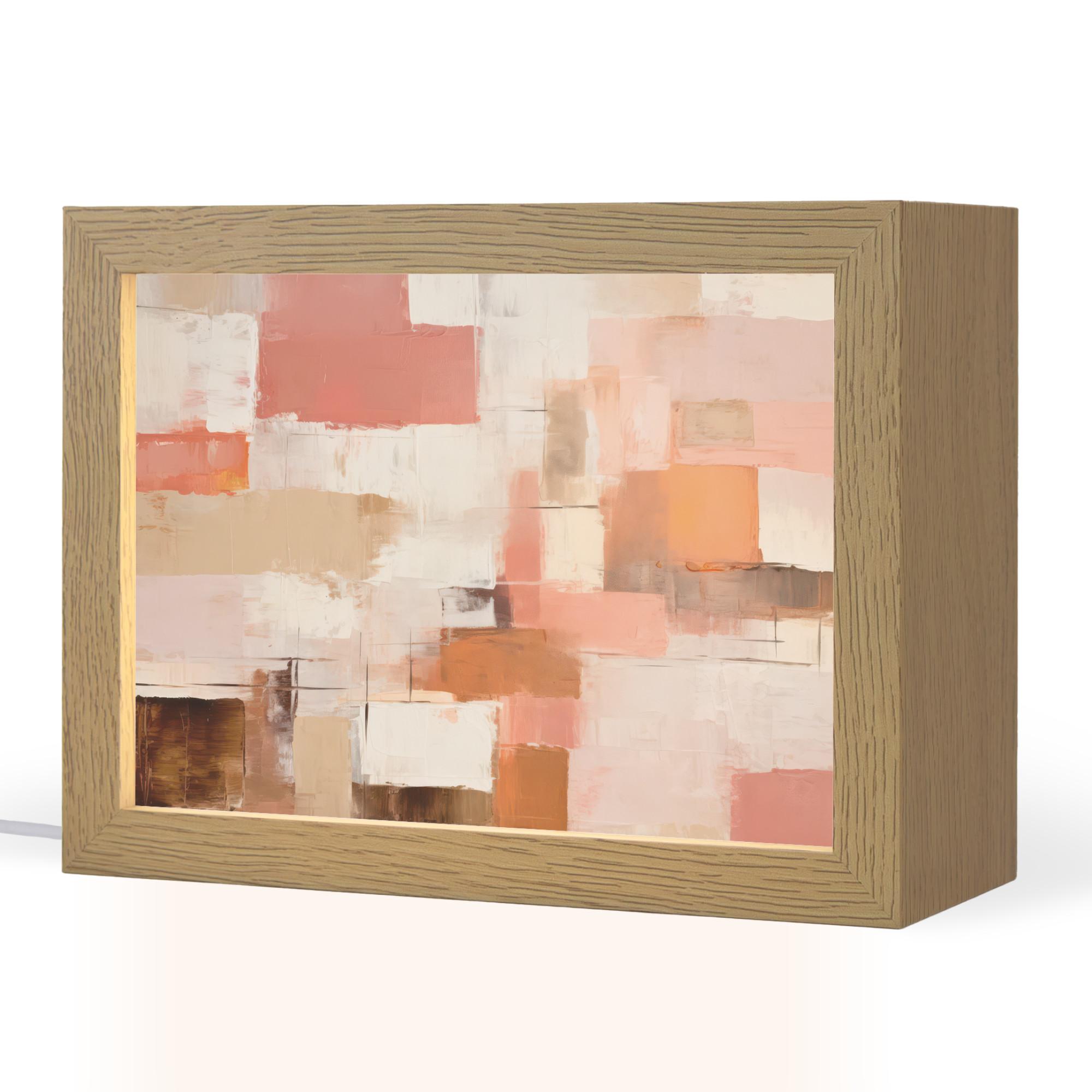 TISCHLEUCHTE Kunst - Rosa - Abstrakt 20x15 cm - Blaugrau, Holzwerkstoff (8/20/15cm) - OnlyWow