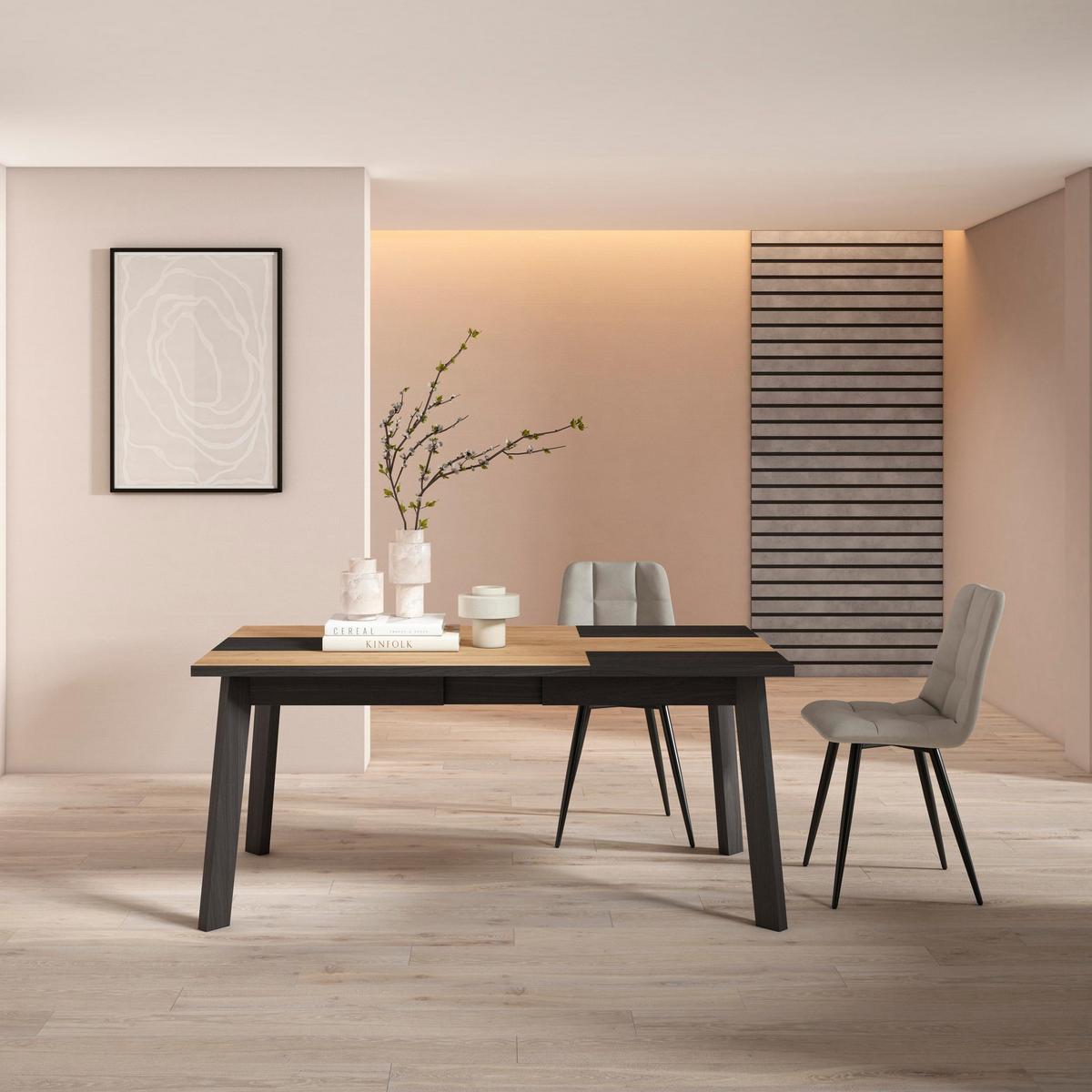 ESSTISCH für 8 Gäste, eiche, schwarz, 167/90/75cm - Eichefarben/Multicolor, Holzwerkstoff (90/167/75cm) - Skraut Home