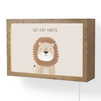 WANDLEUCHTE Löwe - Beige - Tier - Mutig - Zitat 30x20 cm - Beige, Holzwerkstoff (30/20/8cm) - OnlyWow