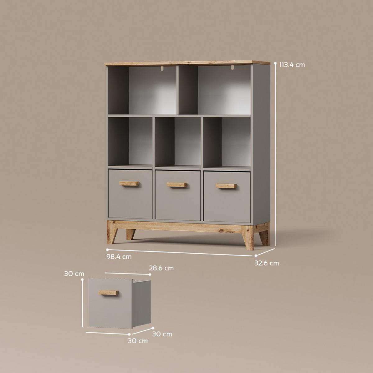 KINDERREGAL Mailo Cashmere/Artisan 98.4 x 113.4 cm - Kaschmir/Eiche Artisan, Holzwerkstoff (98.4/113.4/32.6cm) - Livinity®