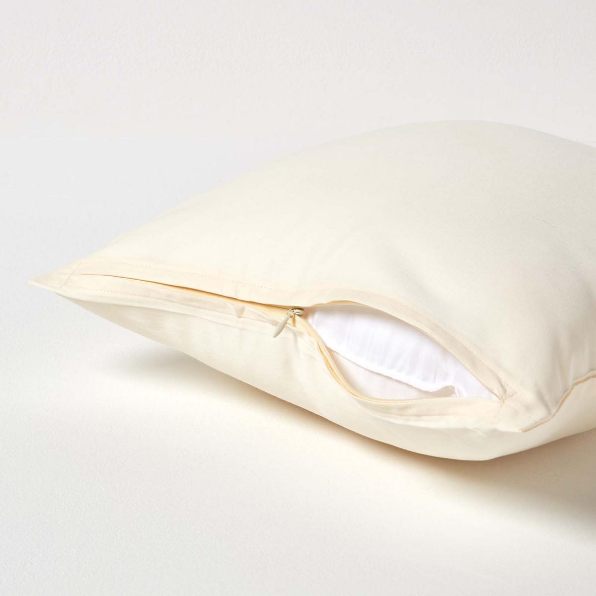 BIO-KISSENBEZUG Satin, Fadendichte 400 - Creme, Textil (40/40cm) - Homescapes