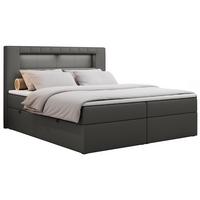 BOXBETT GOLD-5 LED 140/200 Dunkelgrau Kunstleder - H3 - Dunkelgrau, Holz/Textil (140/200cm) - MKS
