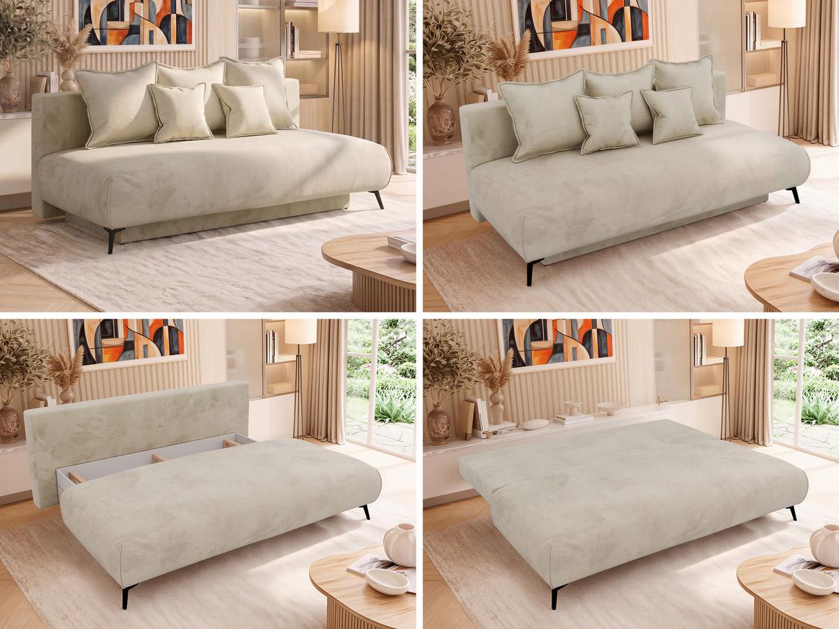 3-SITZER SOFA VIRENO - Beige Velvet - Beige/Schwarz, Textil/Metall (197/95/102cm) - MKS