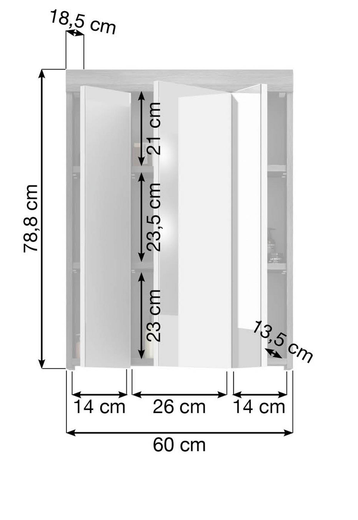 BADMÖBEL-SET weiß Hochglanz, grau 2-teilig 60 cm, Badkombination viel Stauraum - Weiß Hochglanz/Silberfarben, Glas/Holzwerkstoff (60/191/34cm) - Inn.Furn