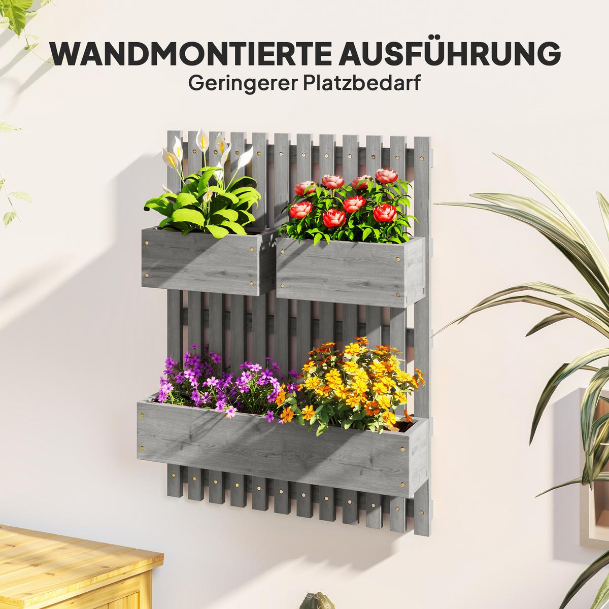 HOCHBEET Tannenholz Grau - Grau, Holz (16/80/60cm) - Outsunny