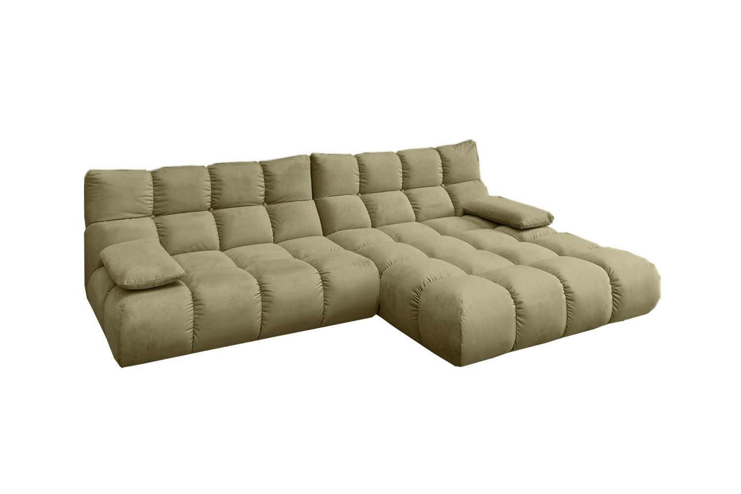 ECKSOFA VIVIEN Grün Velvet - Schwarz/Olivgrün, Kunststoff/Textil (290/178cm) - KAWOLA