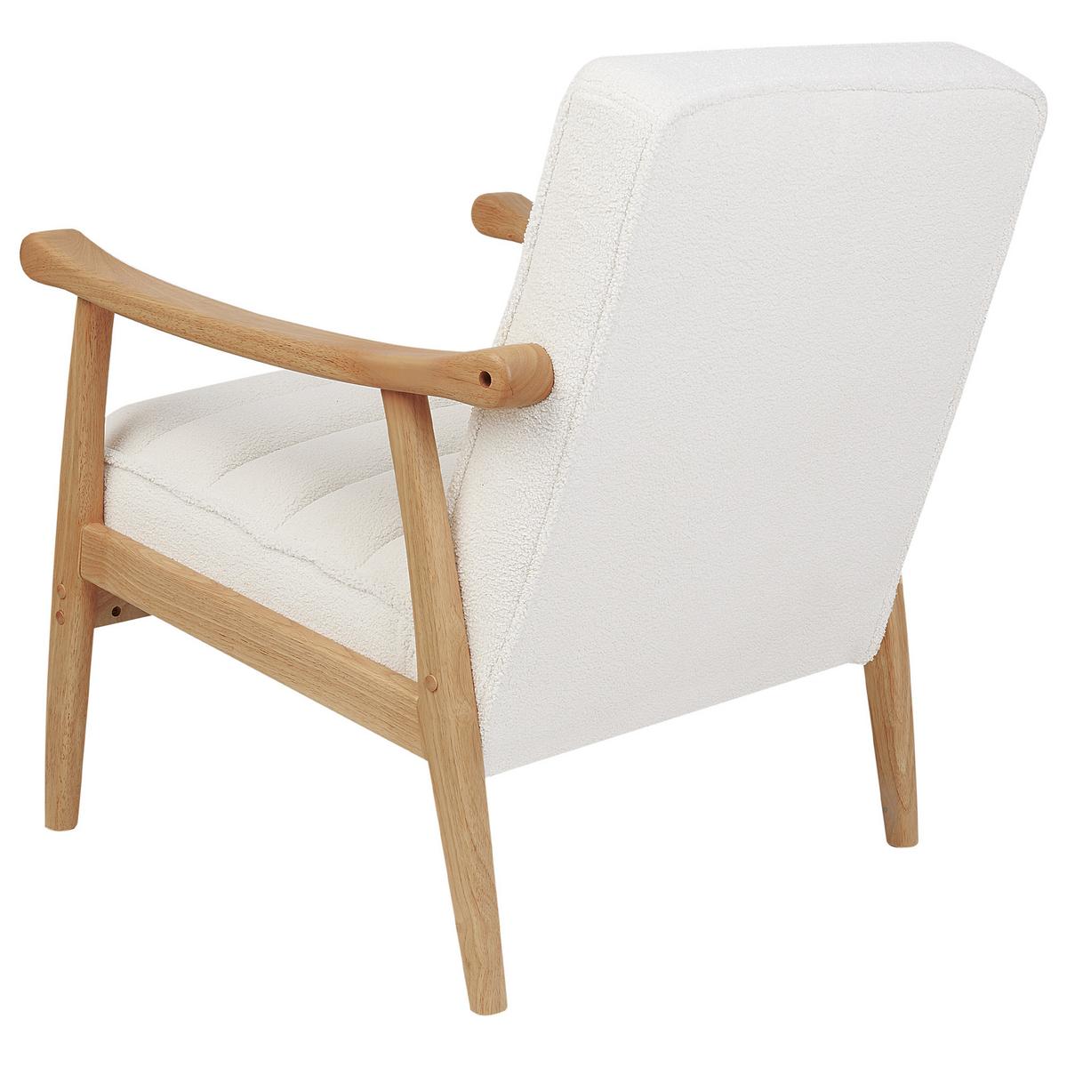 SESSEL Bouclé Cremeweiß Leknes - Hellbraun/Weiß, Textil (62/79/74cm) - Beliani
