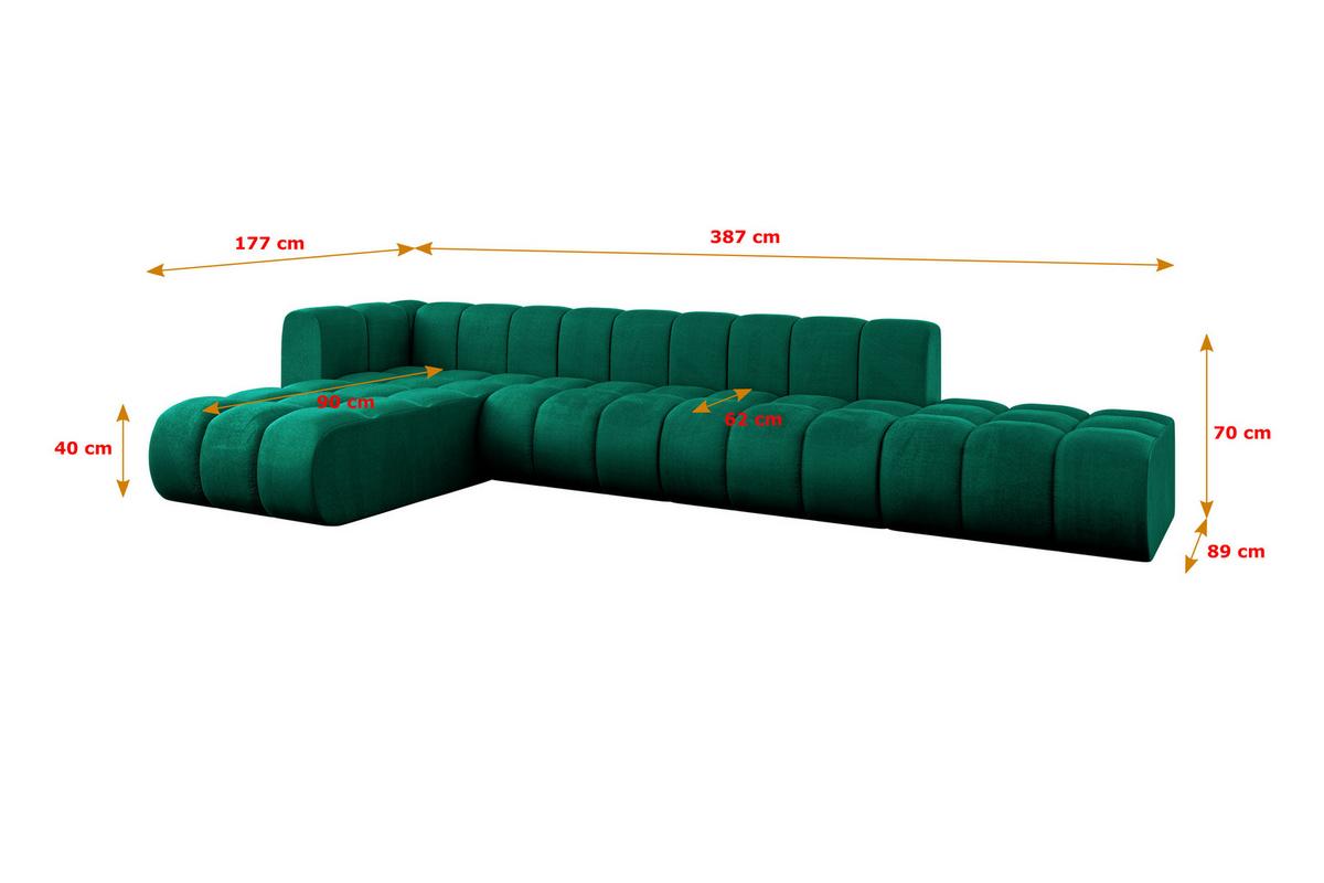 ECKSOFA modulares Sofa Zuvon-L2 - 387x177x70 cm Grün - Dunkelgrün, Holzwerkstoff/Textil (387/177cm) - ALTDECOR