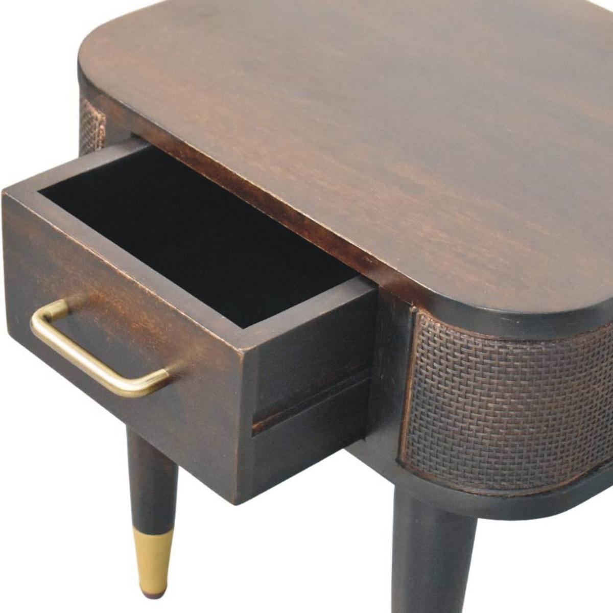 NACHTTISCH mit Samt-Mokka-Finish, 1 Schublade, T-Bar-Griffe, dunkelbraun - Dunkelbraun, Holz (45/46/35cm) - Artisan Furniture