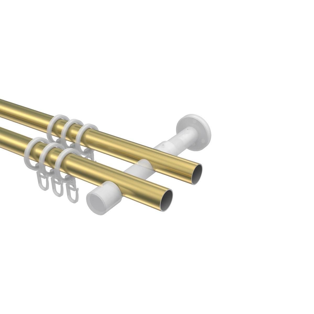 GARDINENSTANGE Prestige Luino 100 cm, 2-läufig, 20 mm Ø Messing-Optik - Messingfarben, Metall (100cm) - INTERDECO