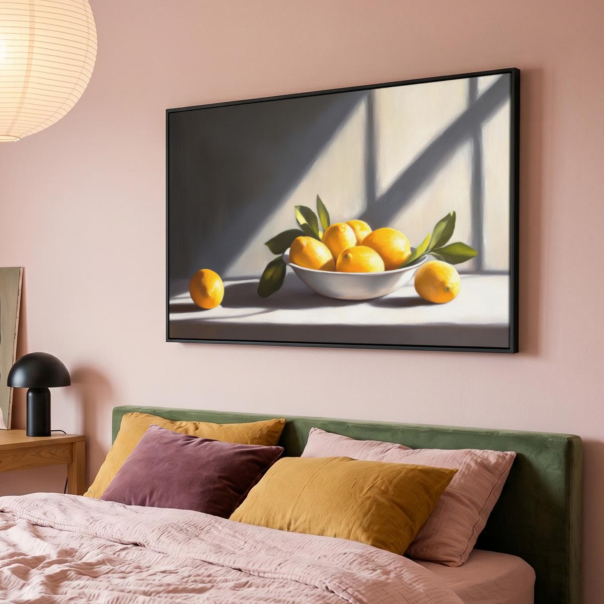LEINWAND Bilder mit Rahmen - Zitronen - Stilleben - Gelb - 140x90 - Gelb, Textil (140/90cm) - MuchoWow
