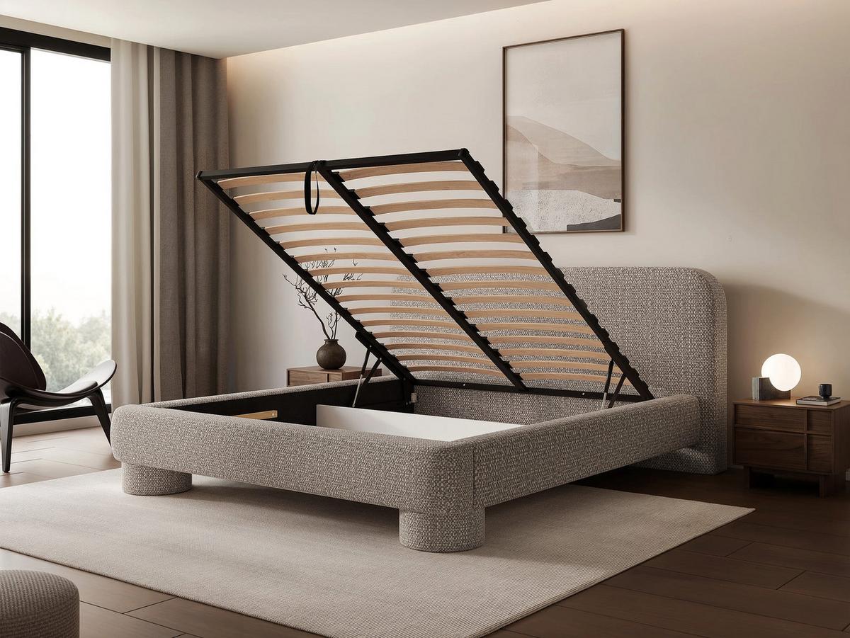 POLSTERBETT mit Bettkasten Fredo 180x200 cm - Taupe, Holzwerkstoff/Textil (180/200cm) - Selsey