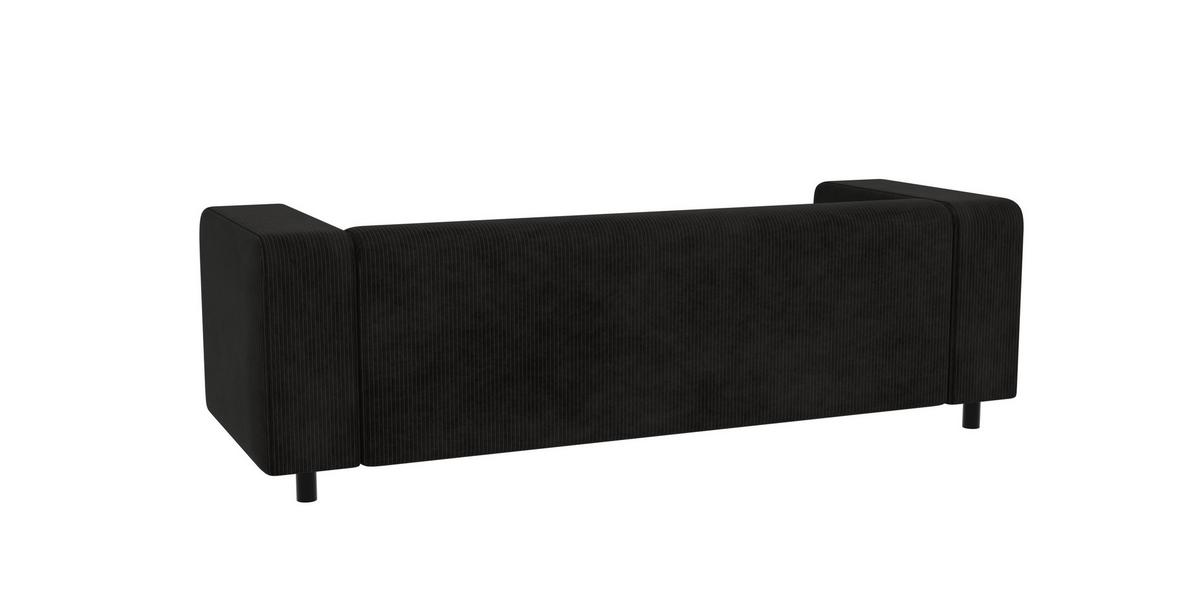 SITZGARNITUR 3+1 Tove Schwarz Cord - Schwarz, Holz/Kunststoff (175/65/80cm) - S-Style Möbel