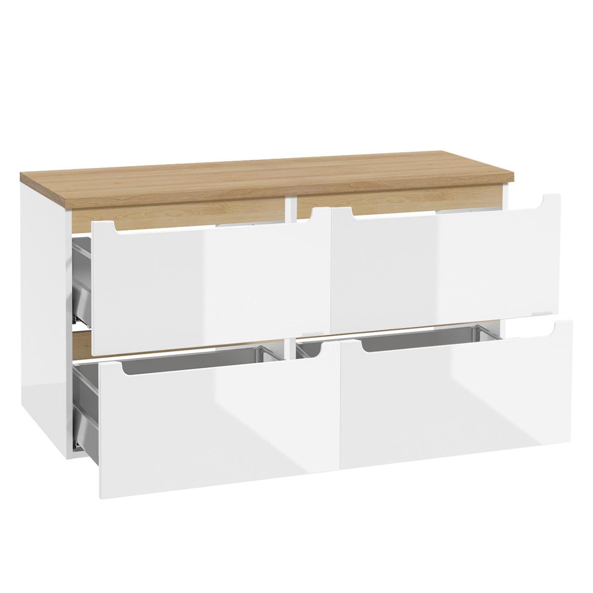 DOPPELWASCHTISCH 120cm Livia Weiß - Weiß, Holzwerkstoff (120/62.5/46cm) - Petits-meubles