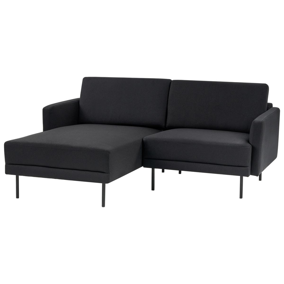 ECKSOFA 2-Sitzer Stoff Schwarz rechtsseitig Breda - Schwarz, Textil (192/155cm) - Beliani