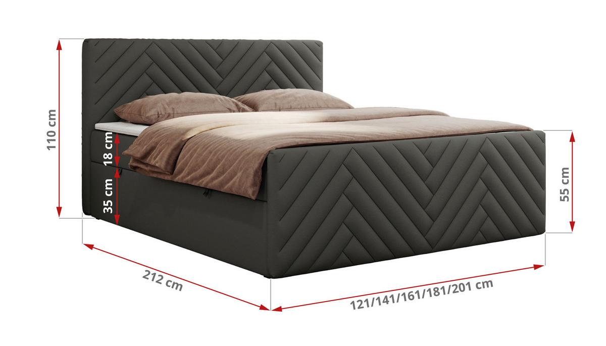 BOXBETT PARIS DUO 180/200 - Grau Kunstleder - H4 - Grau, Holz/Textil (180/200cm) - MKS
