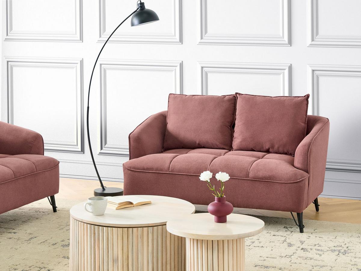 2-SITZER-SOFA Stoff Burgunderrot Hobro - Dunkelrot, Textil (147/87/85cm) - Beliani