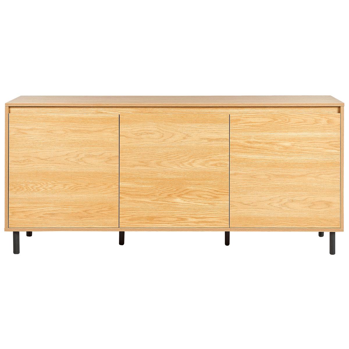 SIDEBOARD Heller Holzfarbton Nikea - Hellbraun/Schwarz, Holzwerkstoff (165/75/40cm) - Beliani