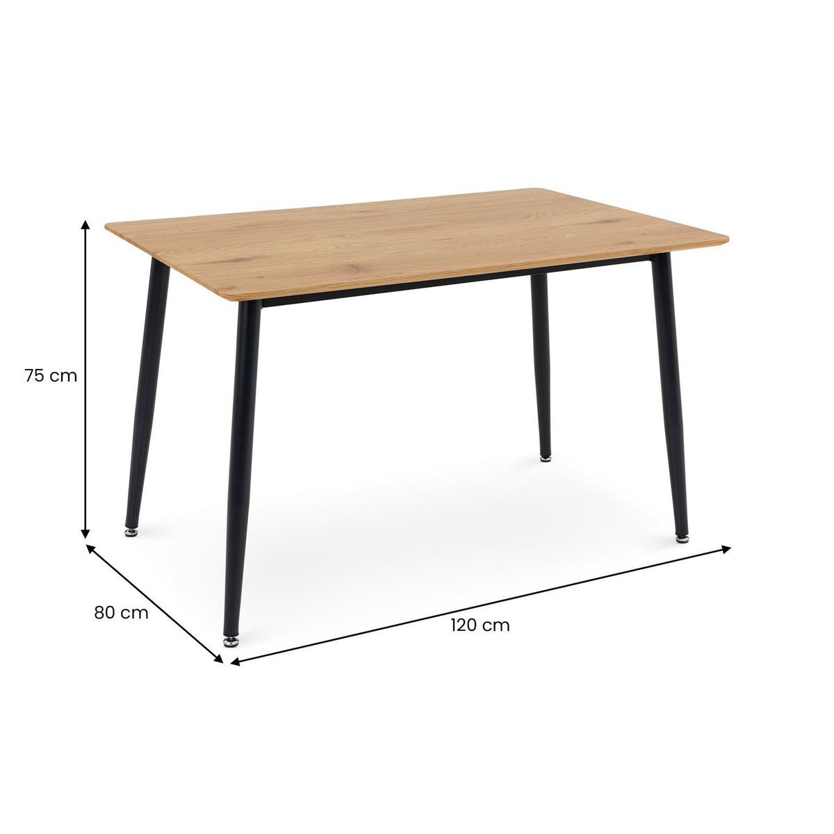 ESSTISCH NORA Eiche - Eichefarben, Holzwerkstoff/Metall (80/120/75cm) - IDIMEX