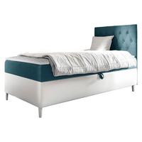 BOXBETT Filip Junior 1, Seite zum Öffnen des Bettkastens: Rechts - H3 - Türkis/Weiß, Holz (90/200cm) - MIRJAN24
