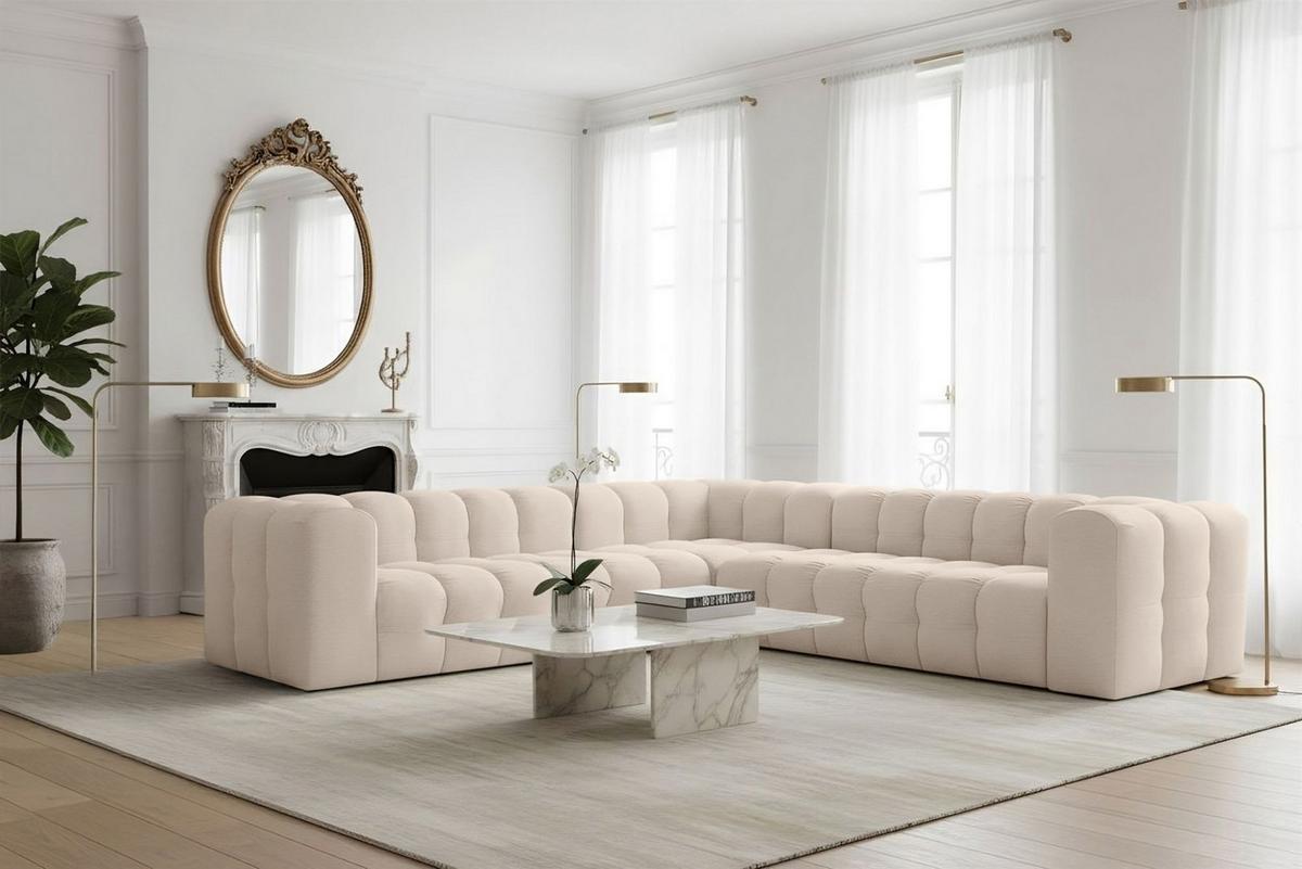 ECKSOFA Solvie In Tiffani - Beige, Holzwerkstoff/Textil (300/300cm) - Fun Möbel