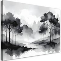 LEINWANDBILDER, Landschaft Landschaft schwarz und weiß - Schwarz, Textil (45/30cm) - Feeby
