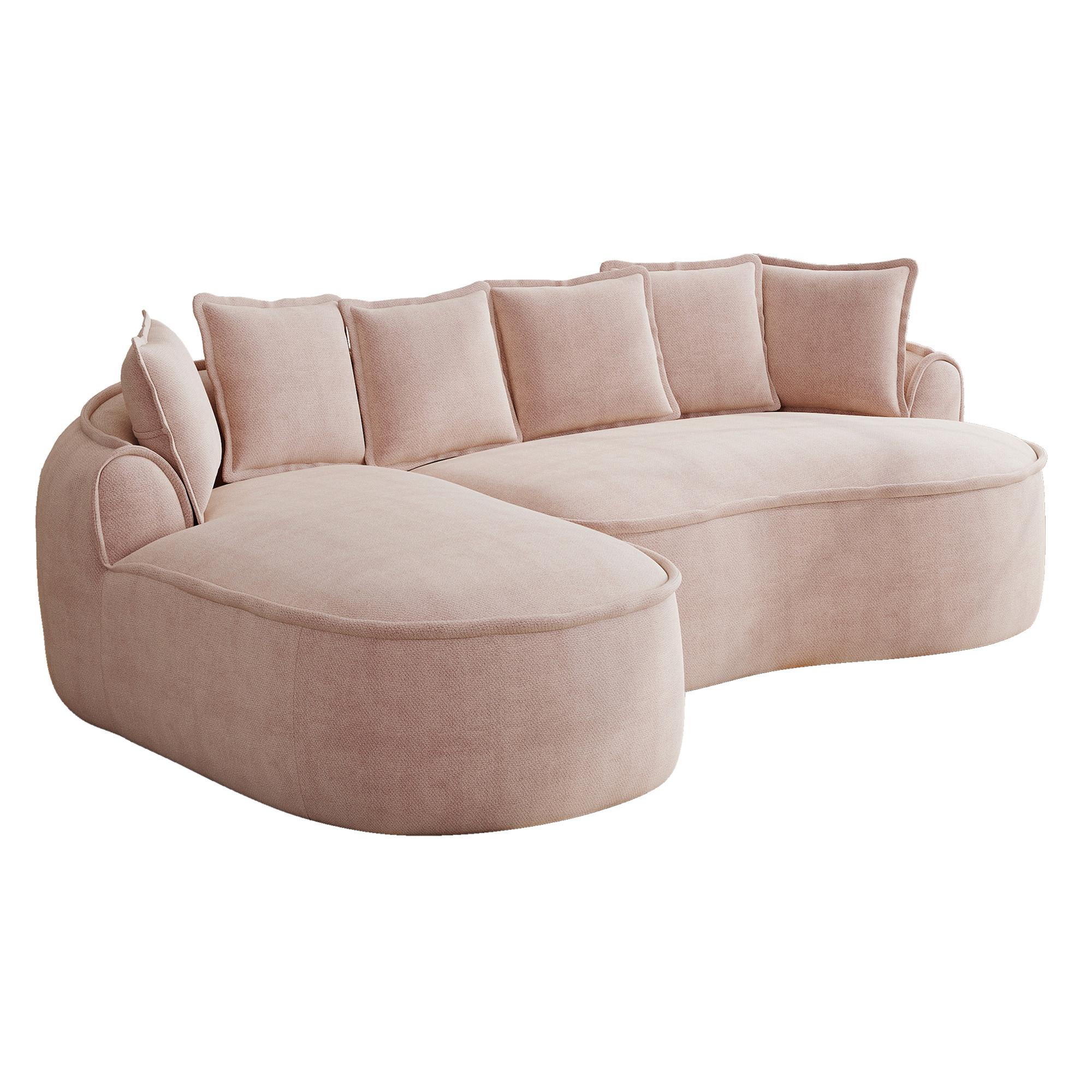 ECKSOFA chenille mit extra tiefer chaiselongue & rahmenlosem design - Pink, Textil (252/164cm) - Urban Meuble