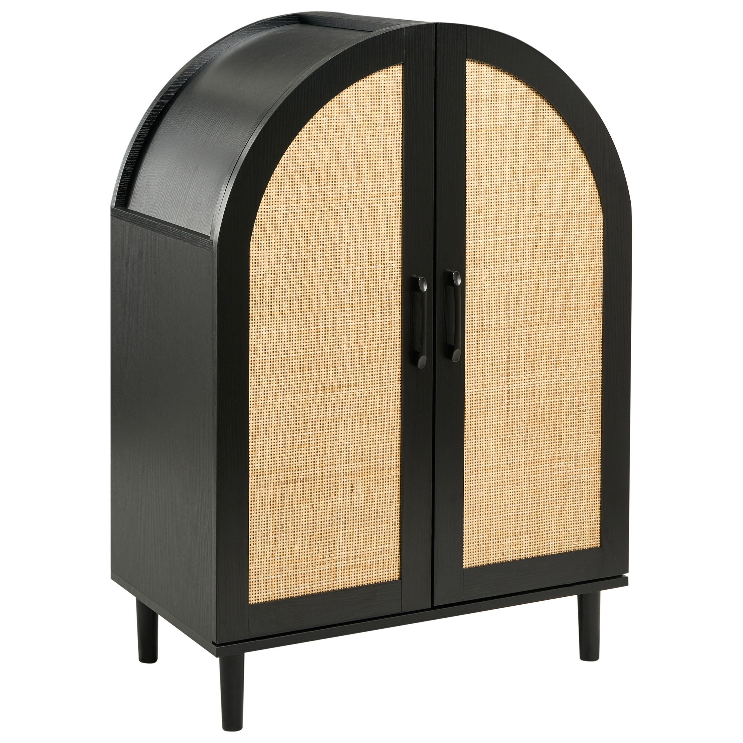 SCHUHSCHRANK Schwarz Bicheno - Schwarz, Holzwerkstoff (70/100/38cm) - Beliani