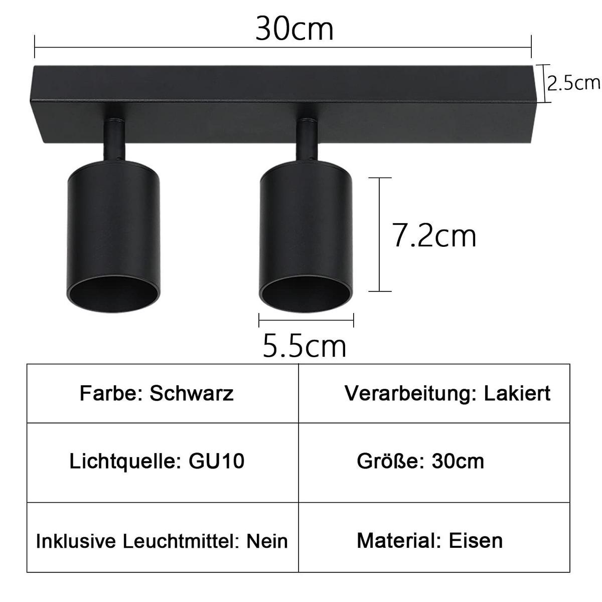 DECKENSTRAHLER Kohaku 31.2/9.5/6cm - Schwarz, Metall (31.2/9.5/6cm) - ZMH