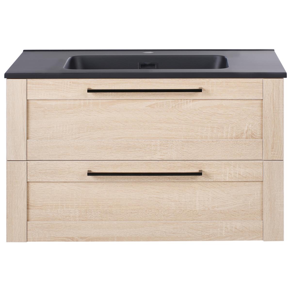 WASCHBECKENUNTERSCHRANK wandmontiertk mit Waschbecken Hellbraun Tarija - Hellbraun, Holzwerkstoff (80/46/91.5cm) - Beliani