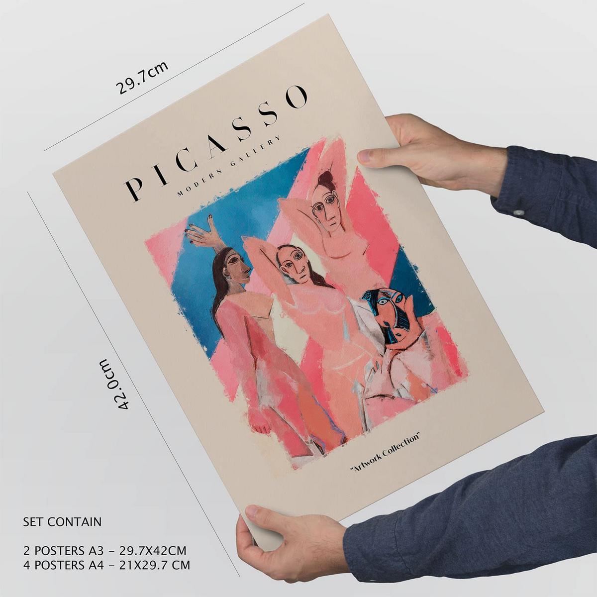 POSTER Set Mit 6 Von Picasso Und Matisse Körper Drucke Des Fauvismus Und Surrealismus Für Innenarchitektur A3 & A4 Schwarzer Rahmen - Schwarz, Papier (29/3cm) - Nacnic