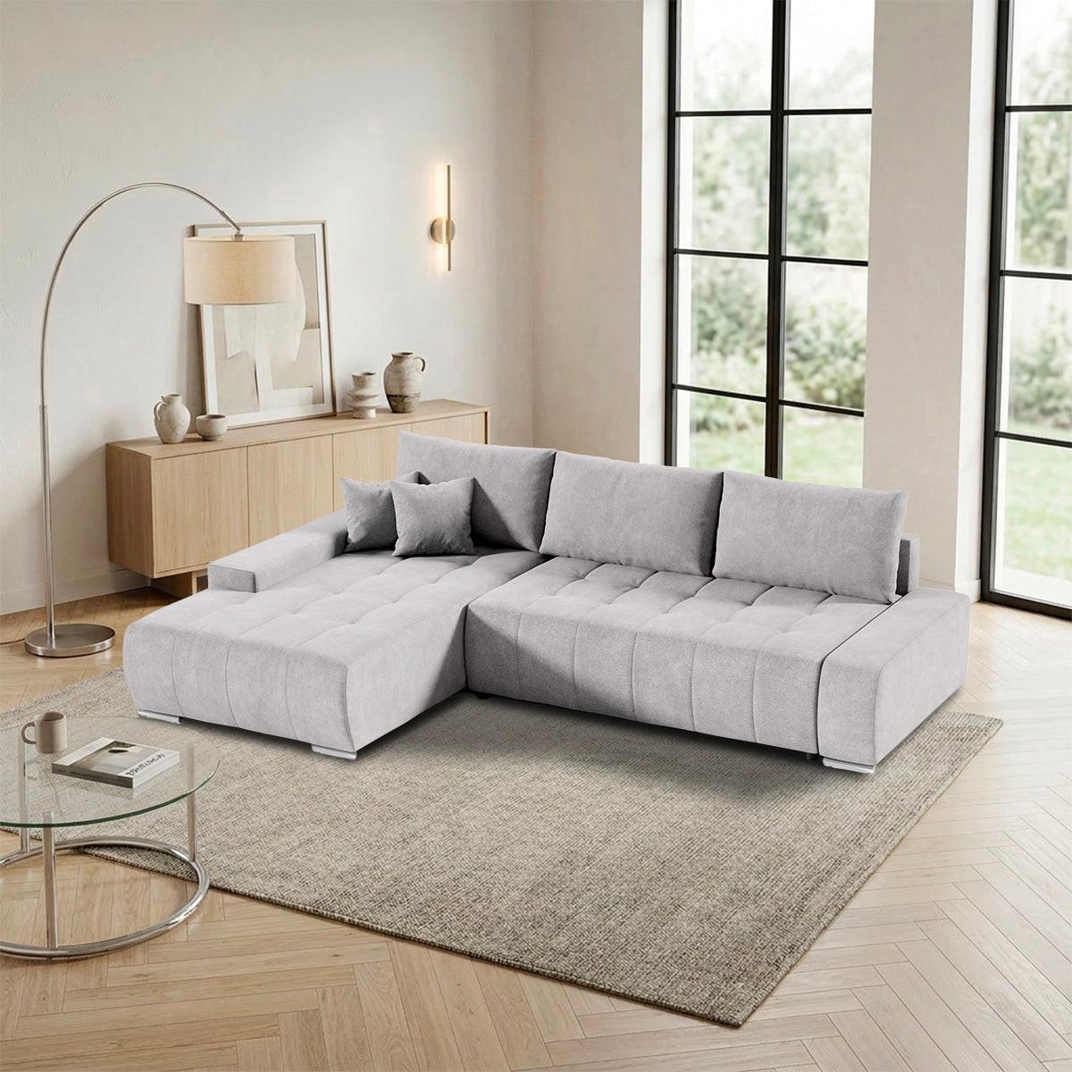 ECKSOFA Jonas 4 Sitzplätze Hellgrau - Grau, Holzwerkstoff (265/185cm) - Petits-meubles