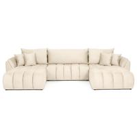 ECKSOFA Iris U mit Schlaffunktion und Bettkasten, U-Form – Beige Samt 382/184/85 cm - Ecru/Beige, Kunststoff/Textil (382/184cm) - WFL GROUP