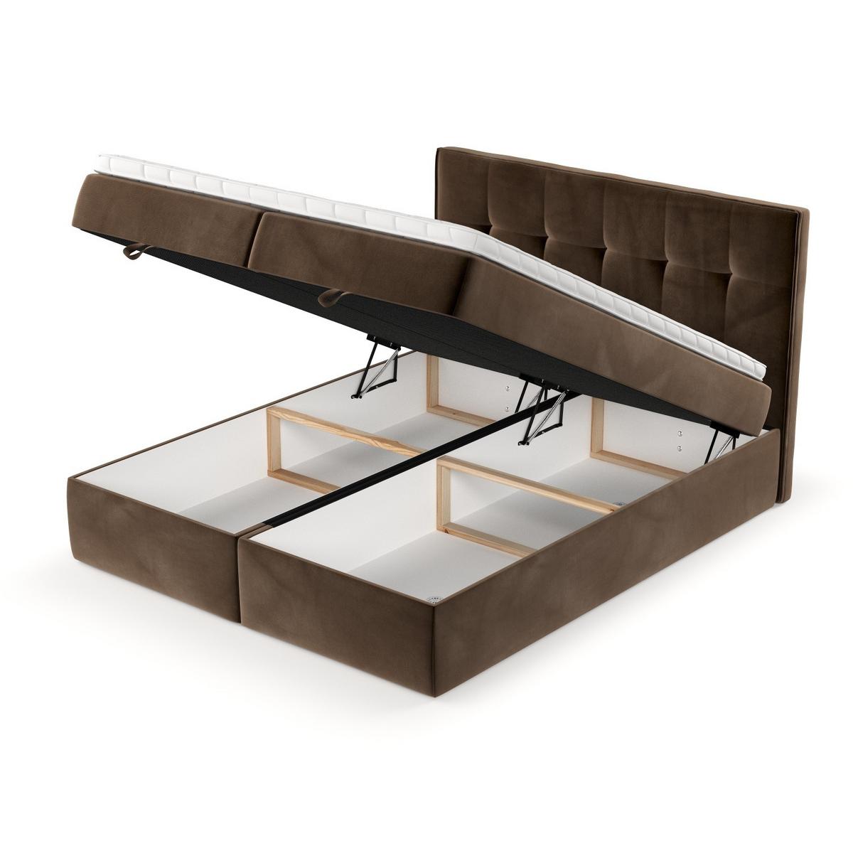 BOXBETT Tivra 140/200 cm Braun im Kronos Stoff - Schwarz/Braun, Holz/Holzwerkstoff (140/200cm) - AltaBeds