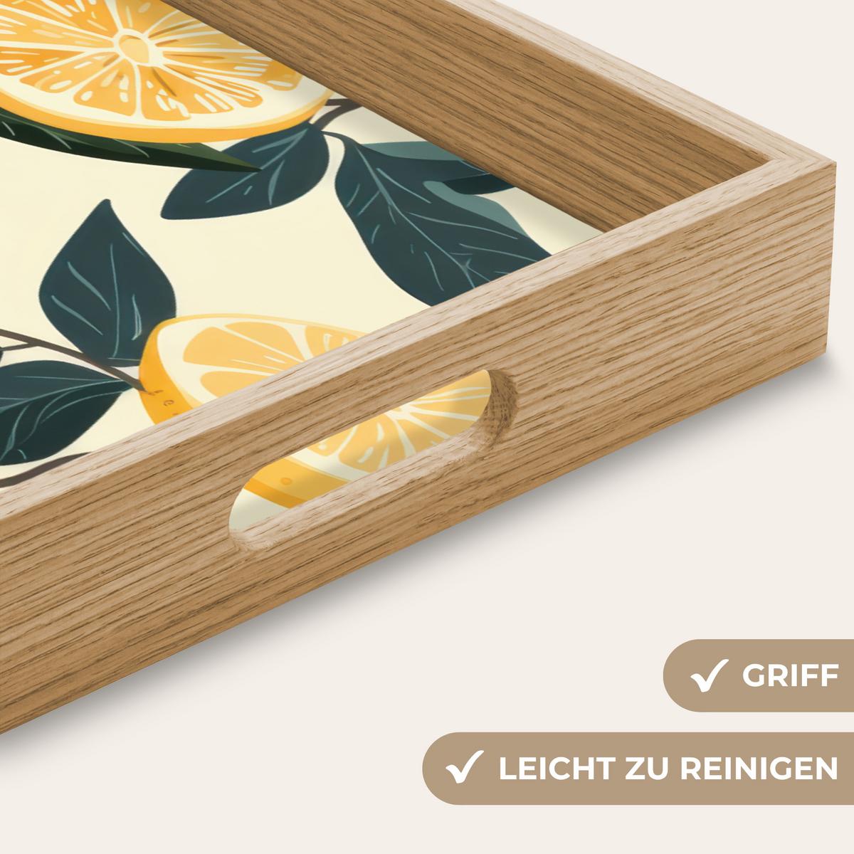TABLETT Zitronen - Früchte - Blätter - Gelb - Grün - Beige 50x35 cm - Gelb, Holz (50/5/5cm) - OnlyWow