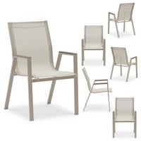 GARTENSTÜHLE MONDELLO 6er-Set hellgrau - Hellgrau, Textil (47/90/42cm) - IDIMEX