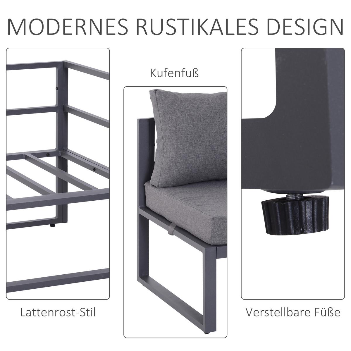 GARTENMÖBEL Set, Alu, Polyester, Grau - Grau, Metall - Outsunny