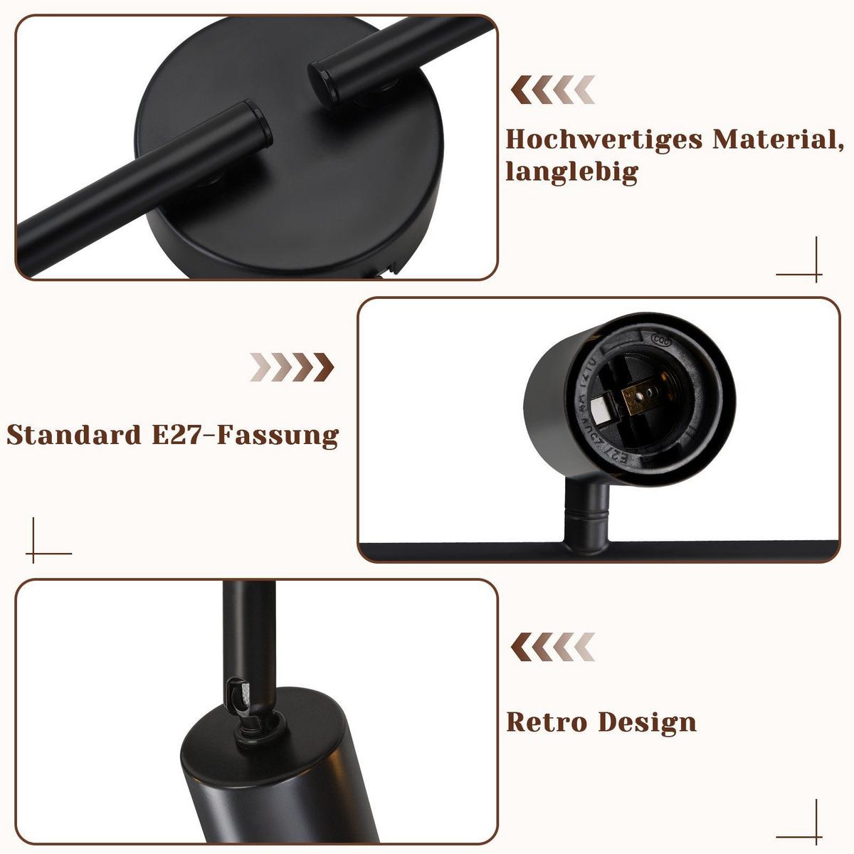 DECKENSTRAHLER Laser 4-flammig 75/9/16 cm - Schwarz, Metall (75/9/16cm) - Nettlife