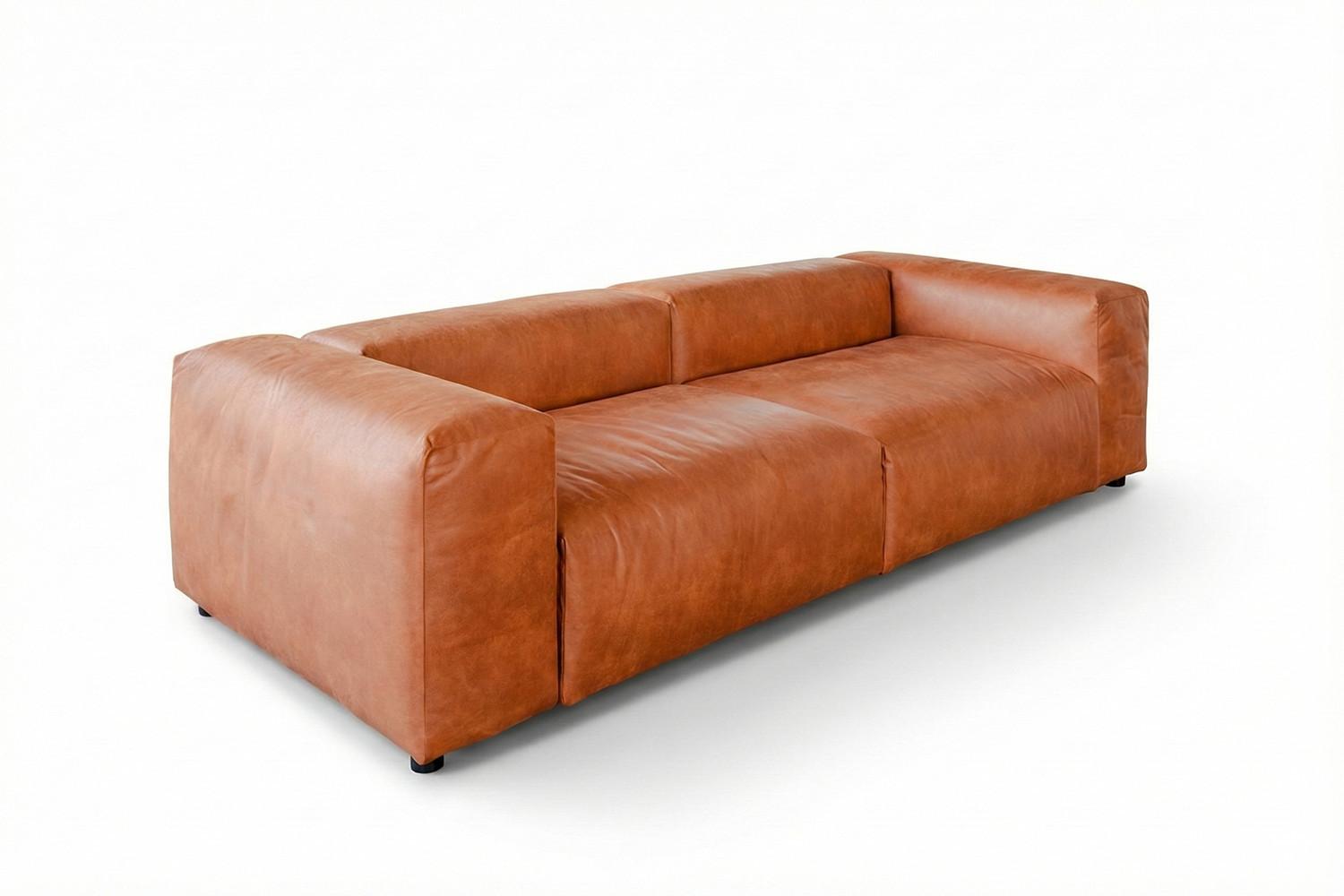 MODULSOFA MIA Braun Lederfaserstoff - Schwarz/Braun, Leder/Kunststoff (306/72/120cm) - KAWOLA