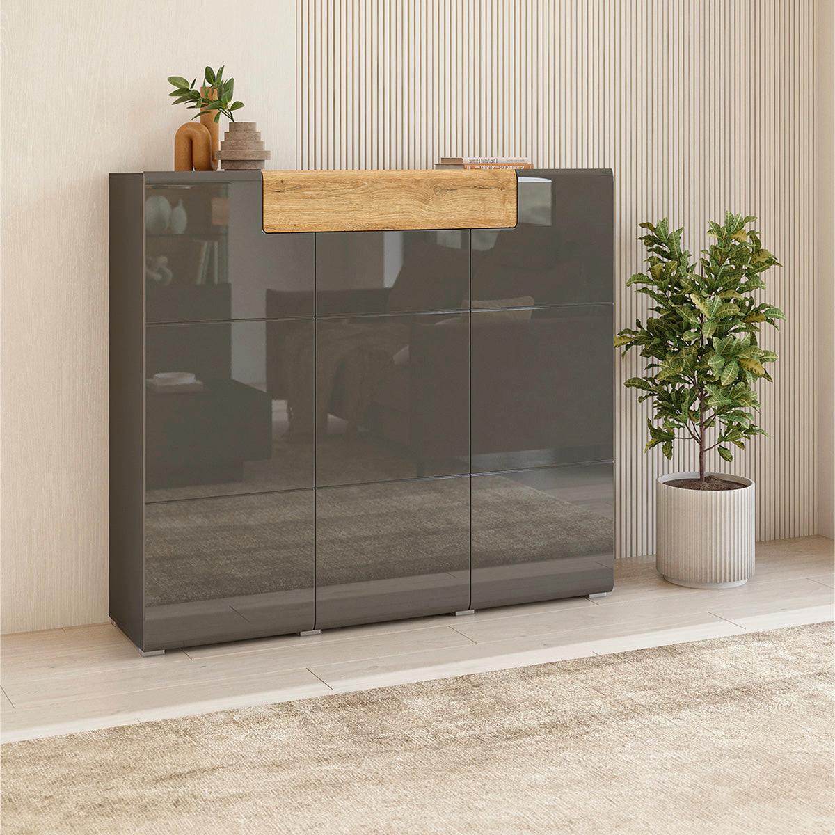 SIDEBOARD Jules Grau und Holz - Grau, Holzwerkstoff (147/131/39cm) - Petits-meubles